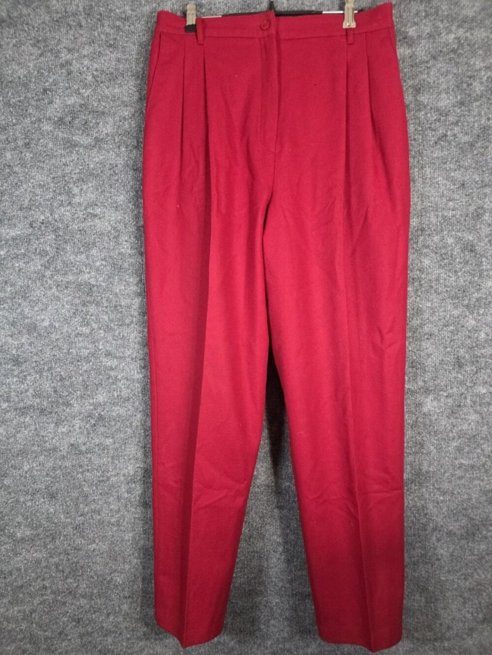 Vintage Sag Harbor Pants Womens 14 Red Wool Pleated Tapered Workwear Stains
